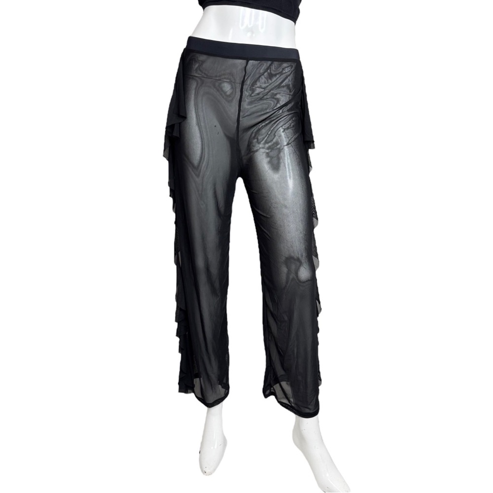 🤑 5/$25 Fashion Nova Black Sheer Ruffle Pants